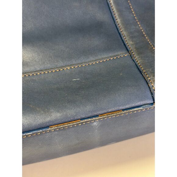 2003 Vintage Coach Leatherware Tote – Steel Blue & Cognac Leather - Picture 11 of 13